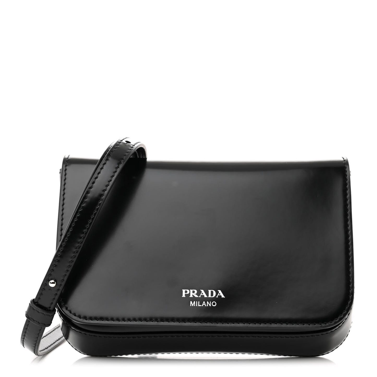 Spazzolato Mini Flap Bag With Strap Black