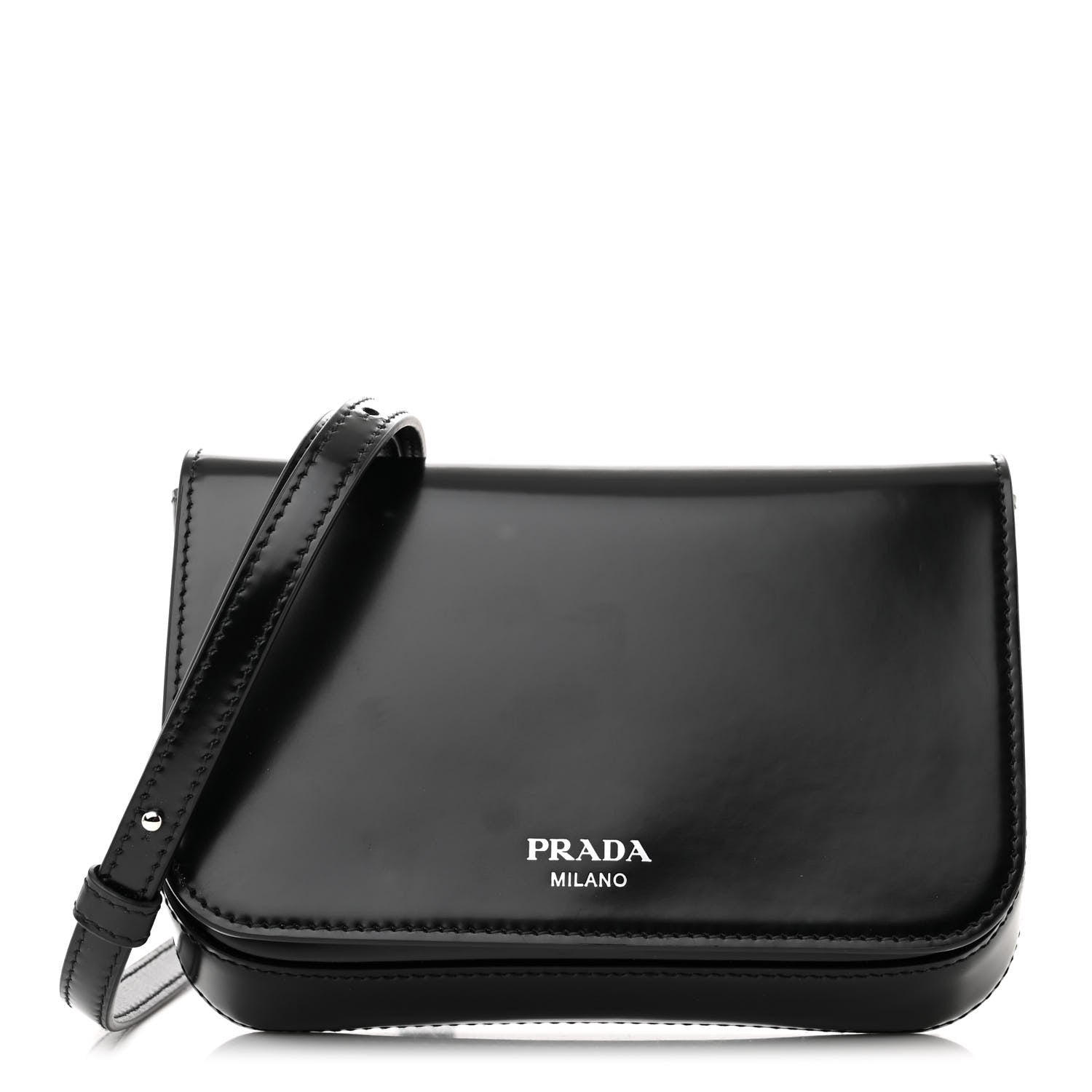 Prada Spazzolato Mini Flap Bag With Strap Black 1 of 11