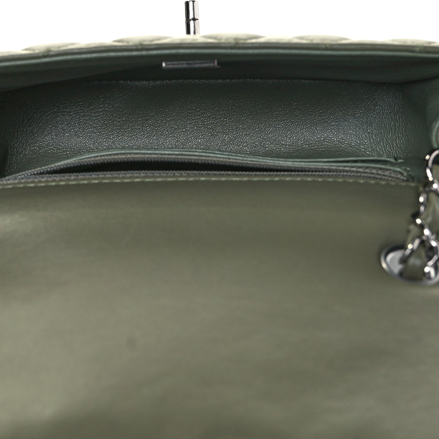 Lambskin Quilted Mini Rectangular Flap Green