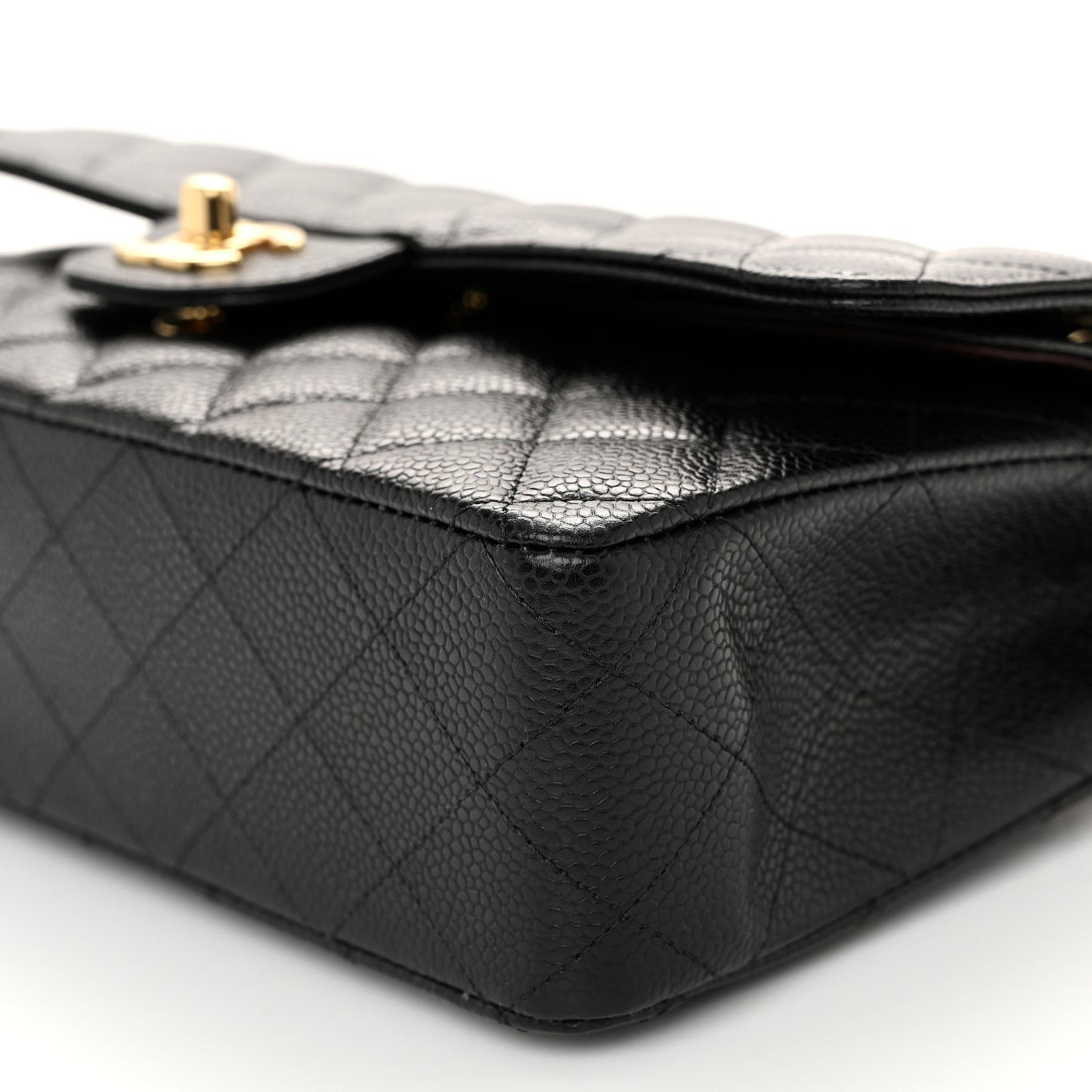 Caviar Quilted Medium Double Flap Black