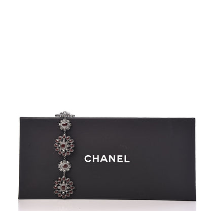 Chanel Gripoix Medallion Necklace Burgundy Silver 5 of 5
