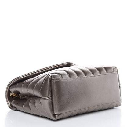 Saint Laurent Metallic Calfskin Y Quilted Monogram Small Loulou Chain Satchel Brown Metallic 4 of 9