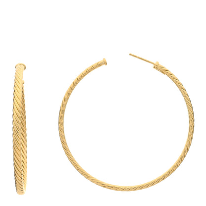 David Yurman 18K Yellow Gold Large Cablespira Hoop Earrings 1 of 3