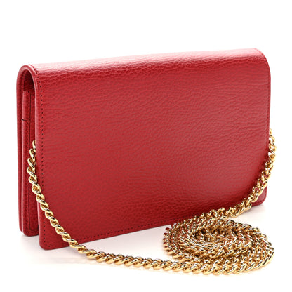 Gucci Dollar Calfskin Mini GG Marmont Chain Wallet Hibiscus Red 3 of 9