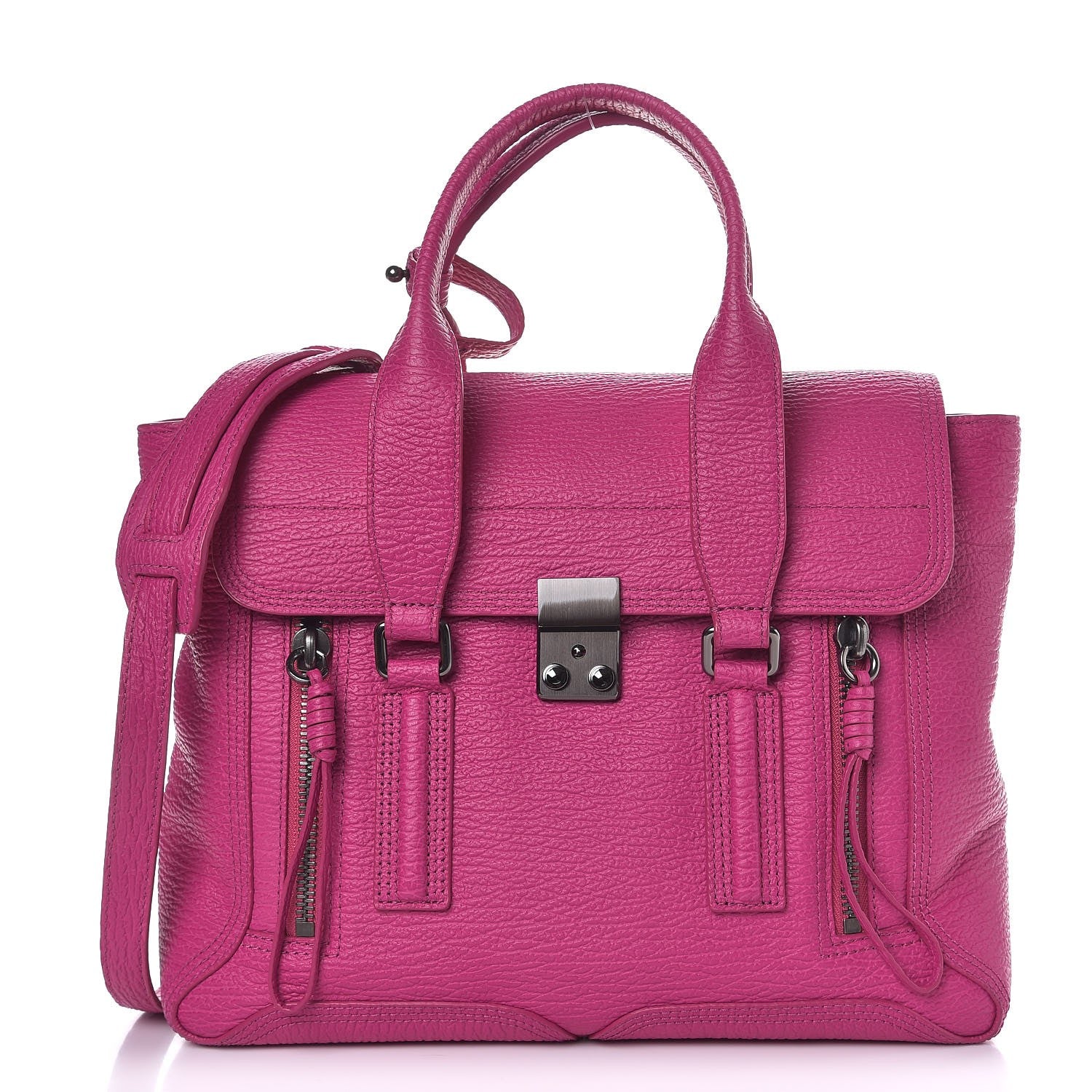 3.1 Phillip Lim 3.1 Textured Calfskin Medium Pashli Satchel Bright Fuchsia 1 of 10