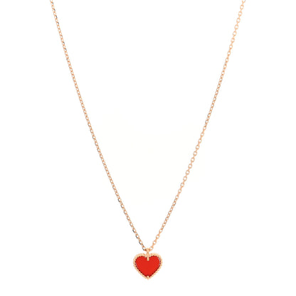 Van Cleef & Arpels 18k Rose Gold Carnelian Sweet Alhambra Heart Pendant Necklace 1 of 5