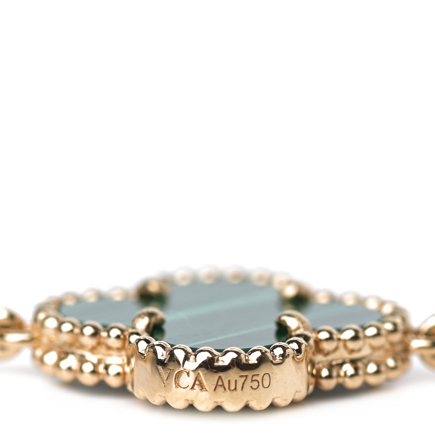 18K Yellow Gold Diamond Malachite 5 Motifs Vintage Alhambra Bracelet
