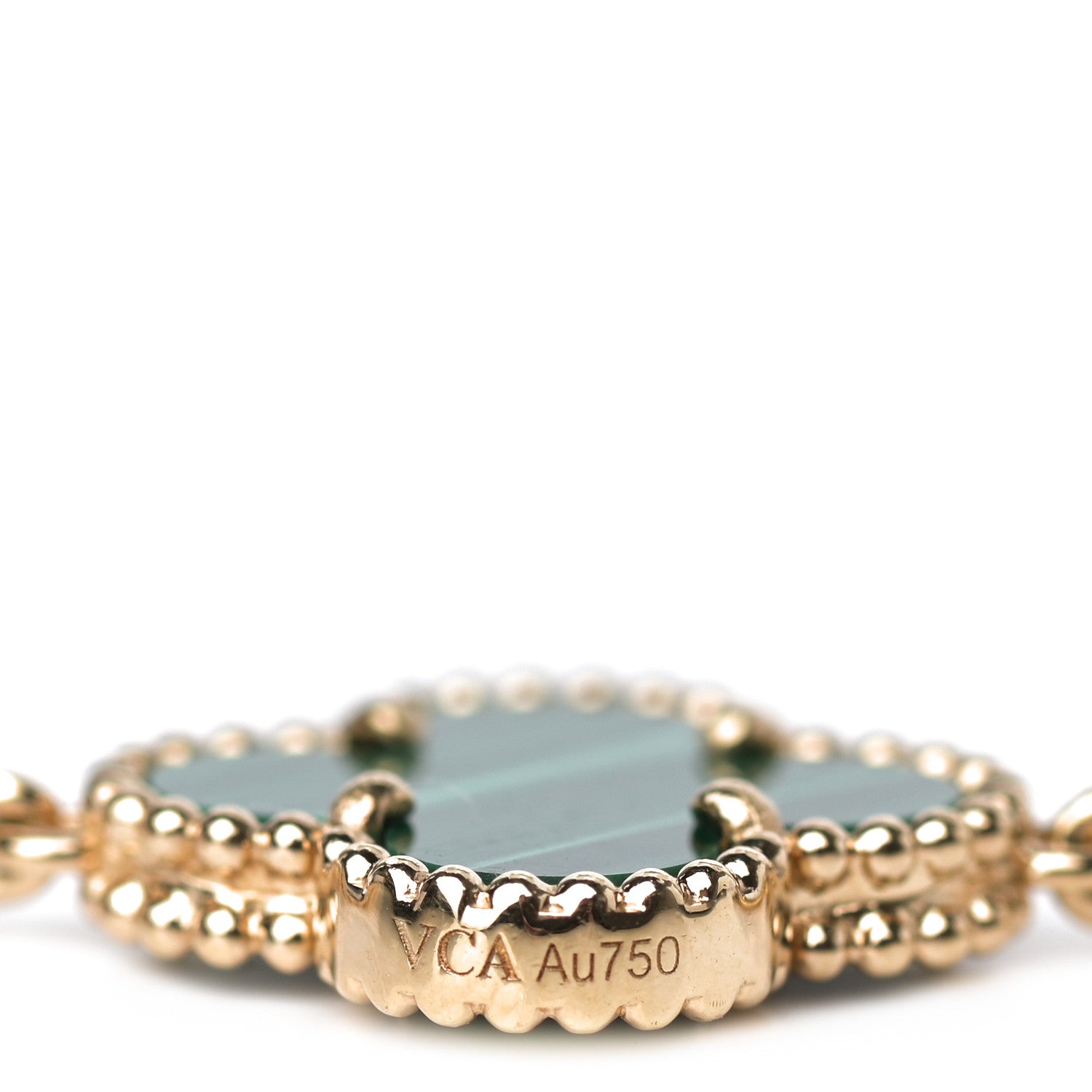 Van Cleef & Arpels 18K Yellow Gold Diamond Malachite 5 Motifs Vintage Alhambra Bracelet 4 of 6