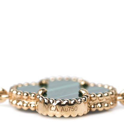 Van Cleef & Arpels 18K Yellow Gold Diamond Malachite 5 Motifs Vintage Alhambra Bracelet 4 of 6