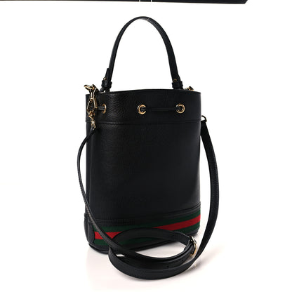 Gucci Glazed Textured Calfskin Web Small Ophidia Bucket Bag Black 3 of 9