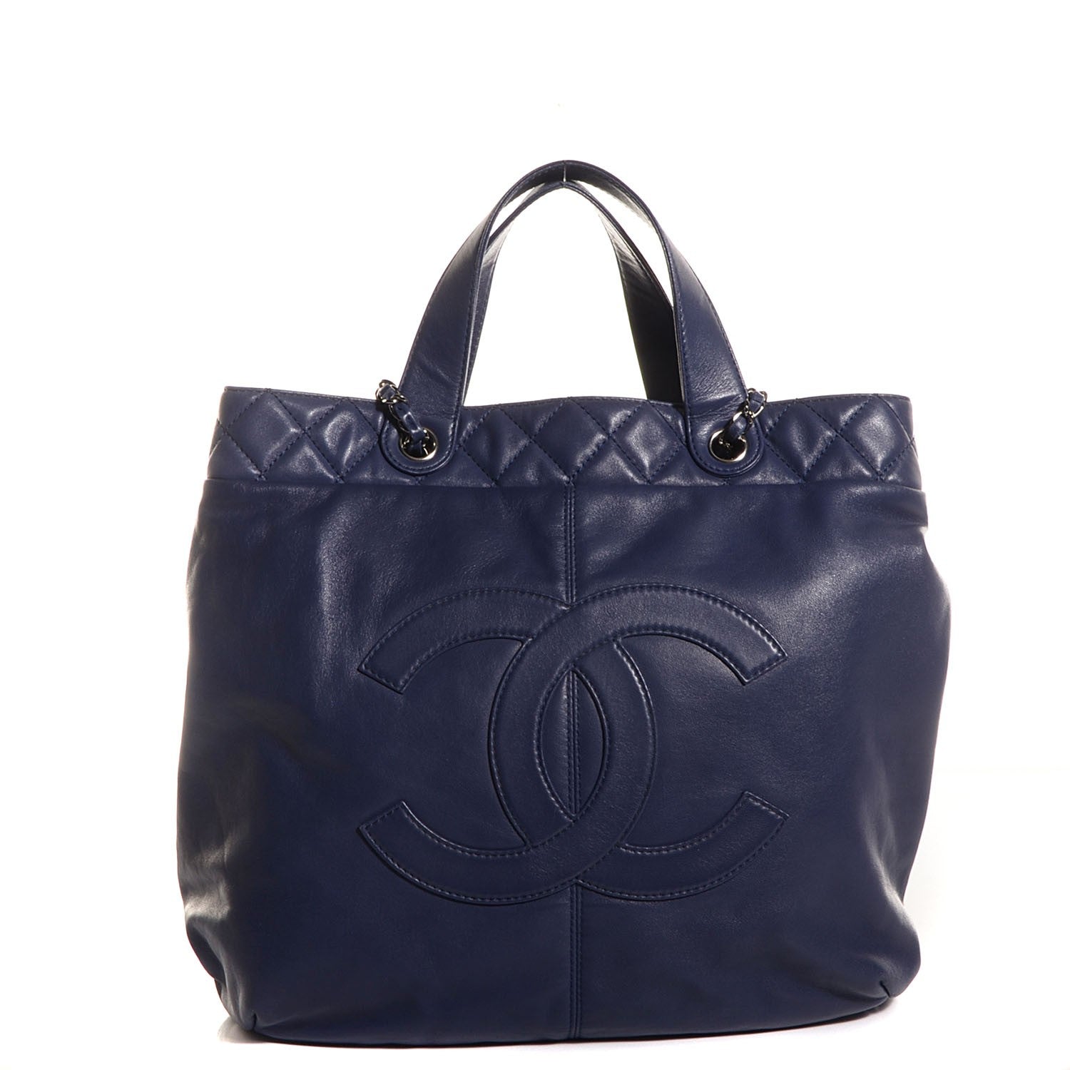 Chanel Lambskin Large Trianon Tote Blue 1 of 7