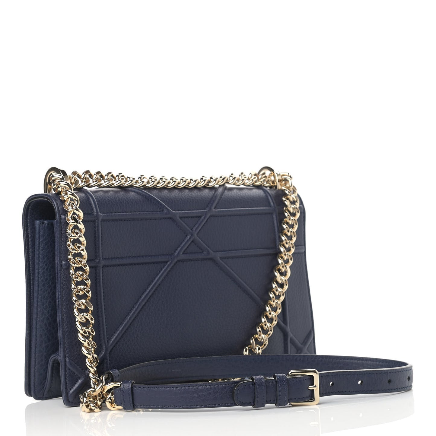 Grained Calfskin Medium Diorama Flap Bag Indigo Blue