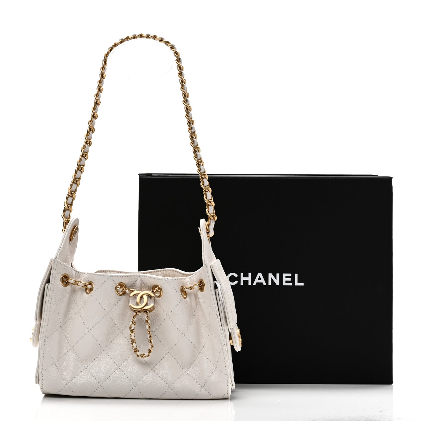 Caviar Quilted Mini Chanel 25 Handbag White