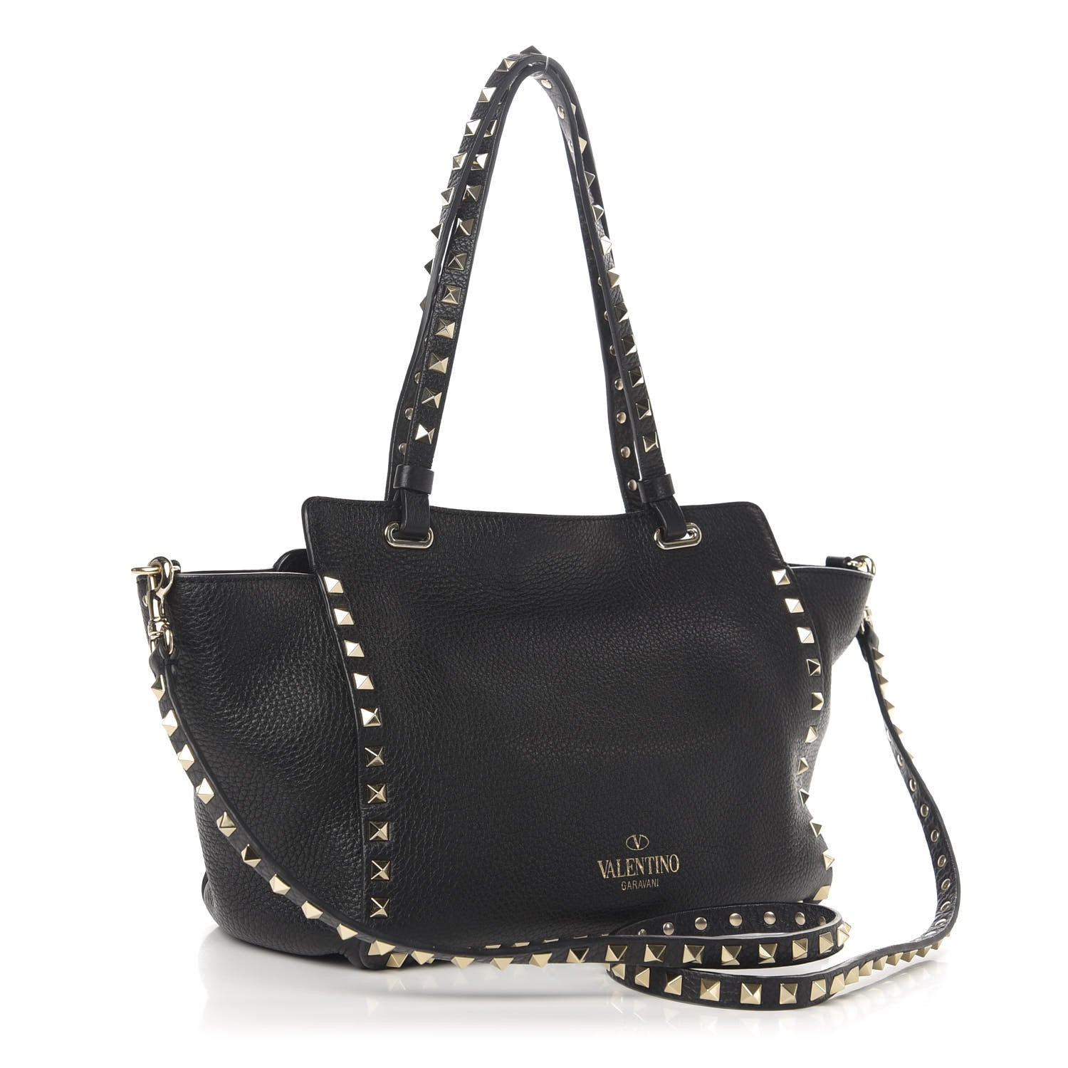 Valentino Garavani Grained Calfskin Small Rockstud Tote Black 4 of 10