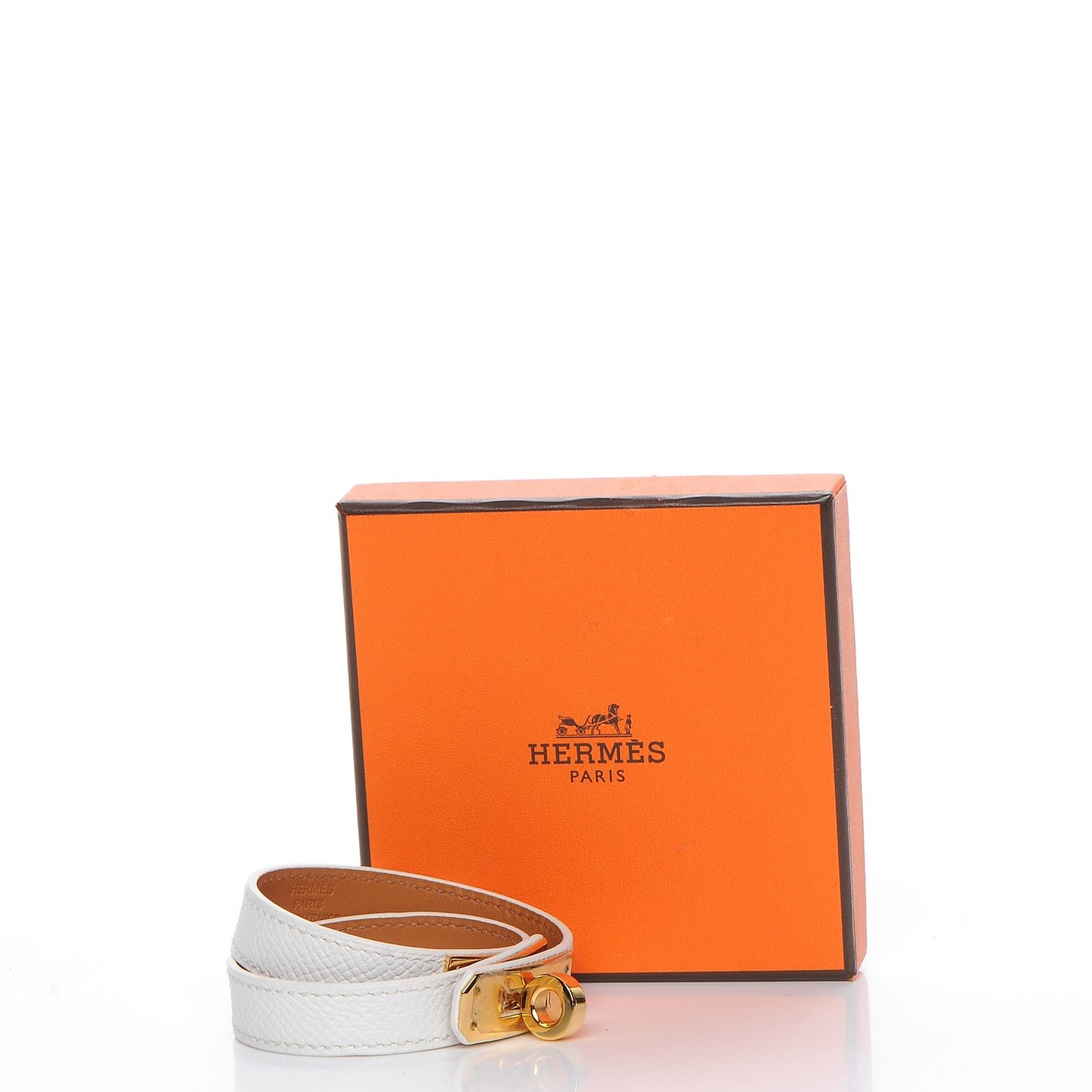 Epsom Kelly Double Tour Bracelet S White