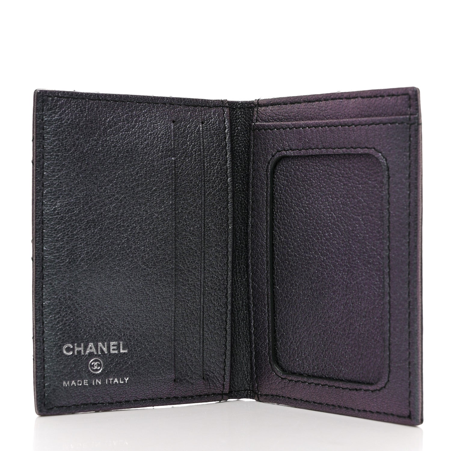 Chanel Iridescent Goatskin Quilted Card Holder Purple 6 of 8