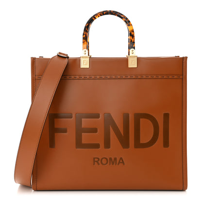 Fendi Vitello King Plexiglass Medium Fendi Sunshine Shopper Tote Cuoio 1 of 11