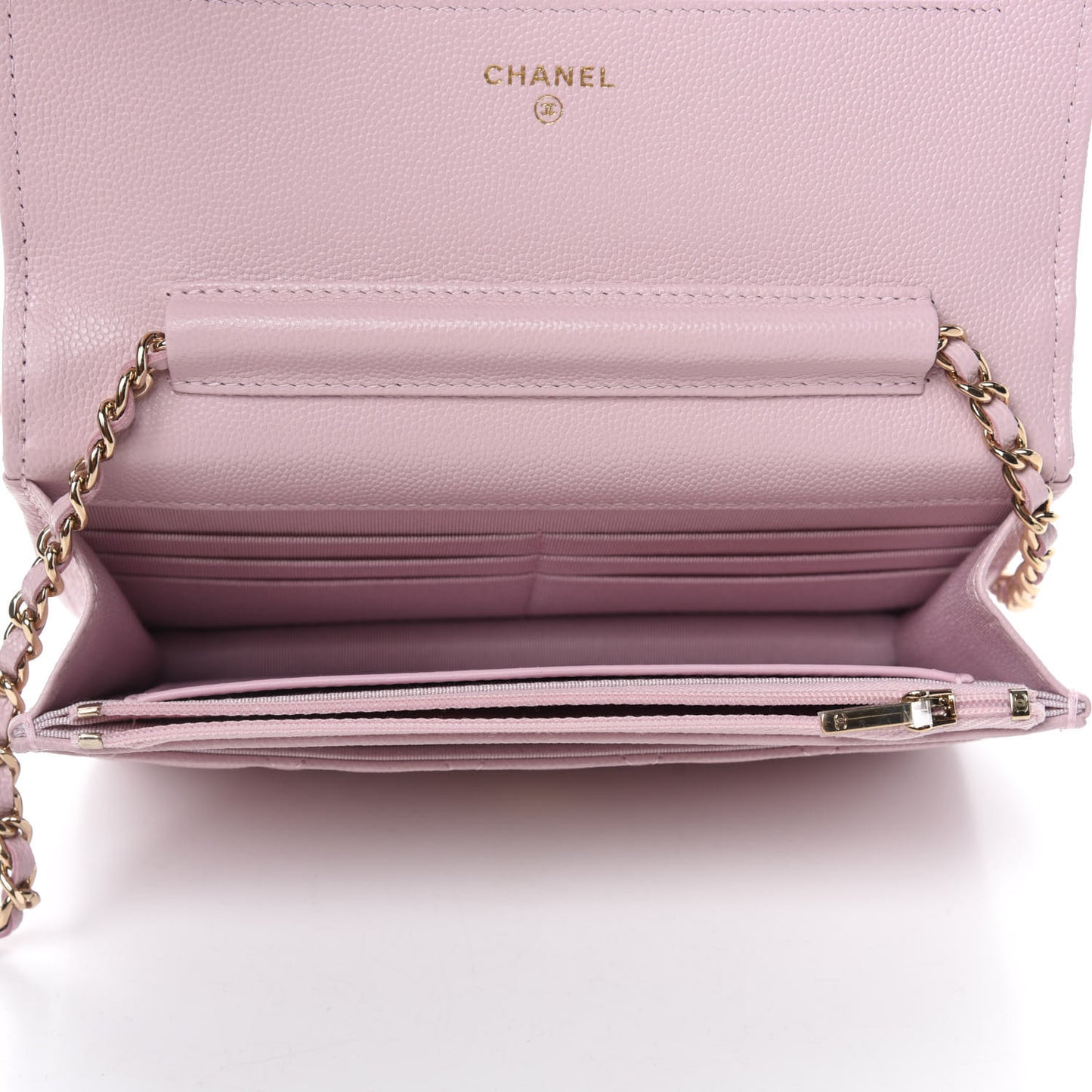 Caviar Quilted Wallet On Chain WOC Light Pink