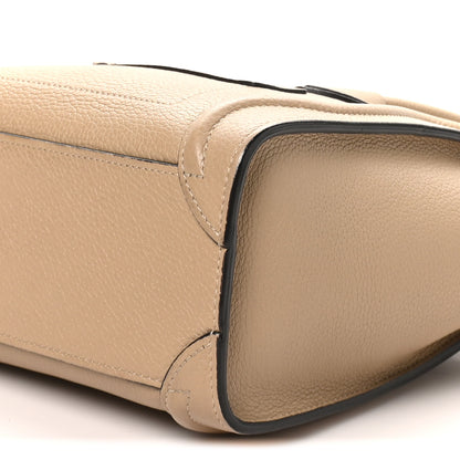 Celine Drummed Calfskin Nano Luggage Dune 9 of 9