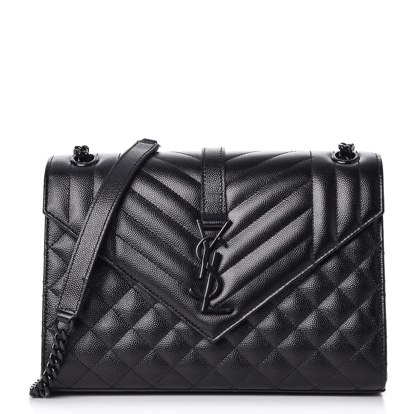 Grain De Poudre Textured Mixed Matelasse Triquilt Medium Monogram Satchel Black