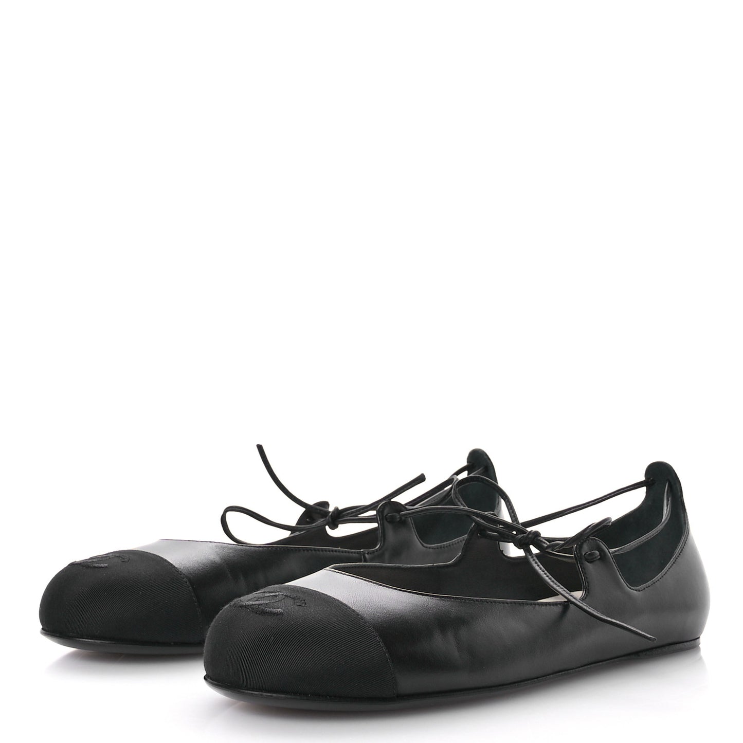 Lambskin Grosgrain Mary Jane Flats 38.5 Black