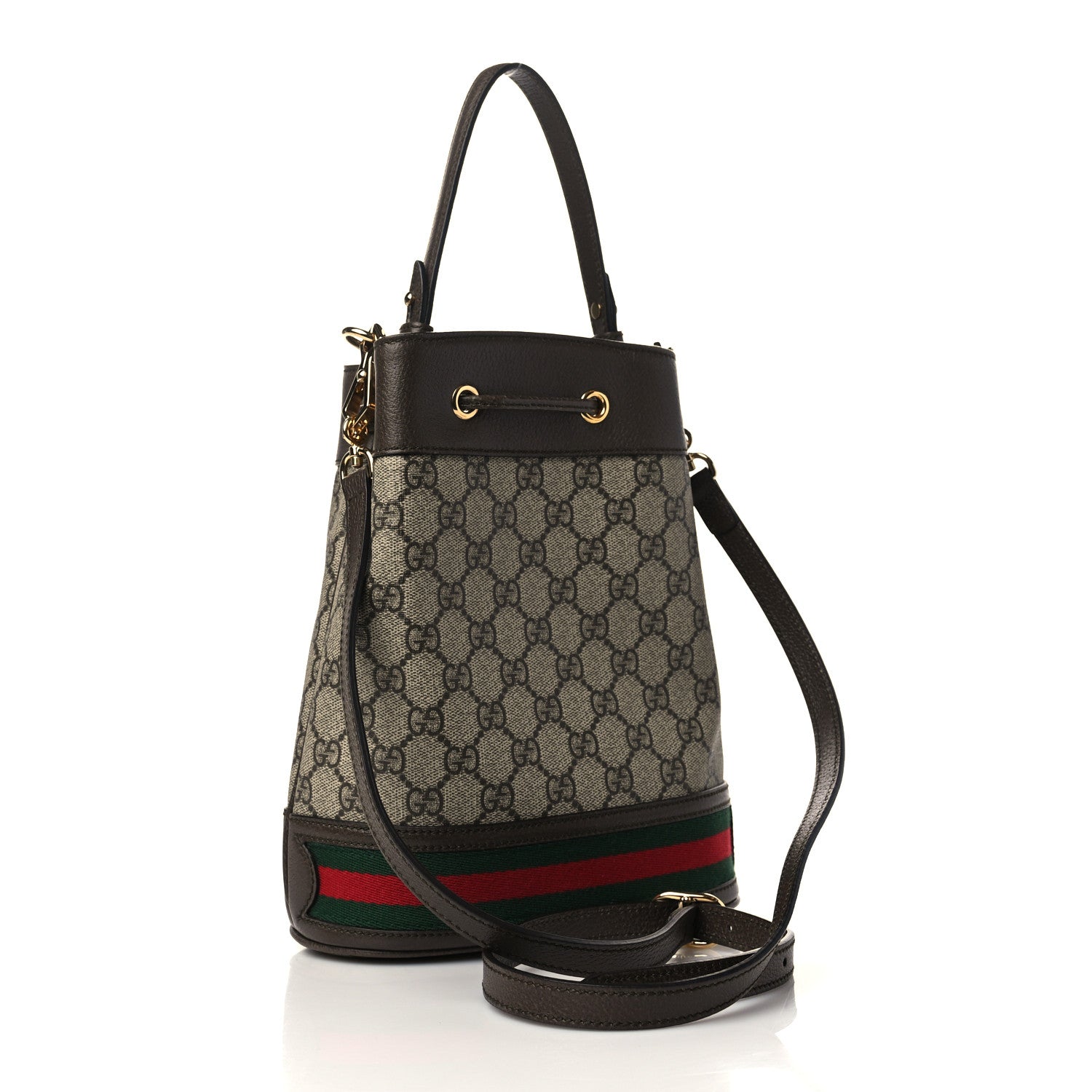 Gucci GG Supreme Monogram Web Small Ophidia Bucket Bag Brown 3 of 6