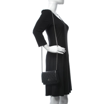 Chanel Lambskin Quilted Wallet On Chain WOC Black 2 of 15