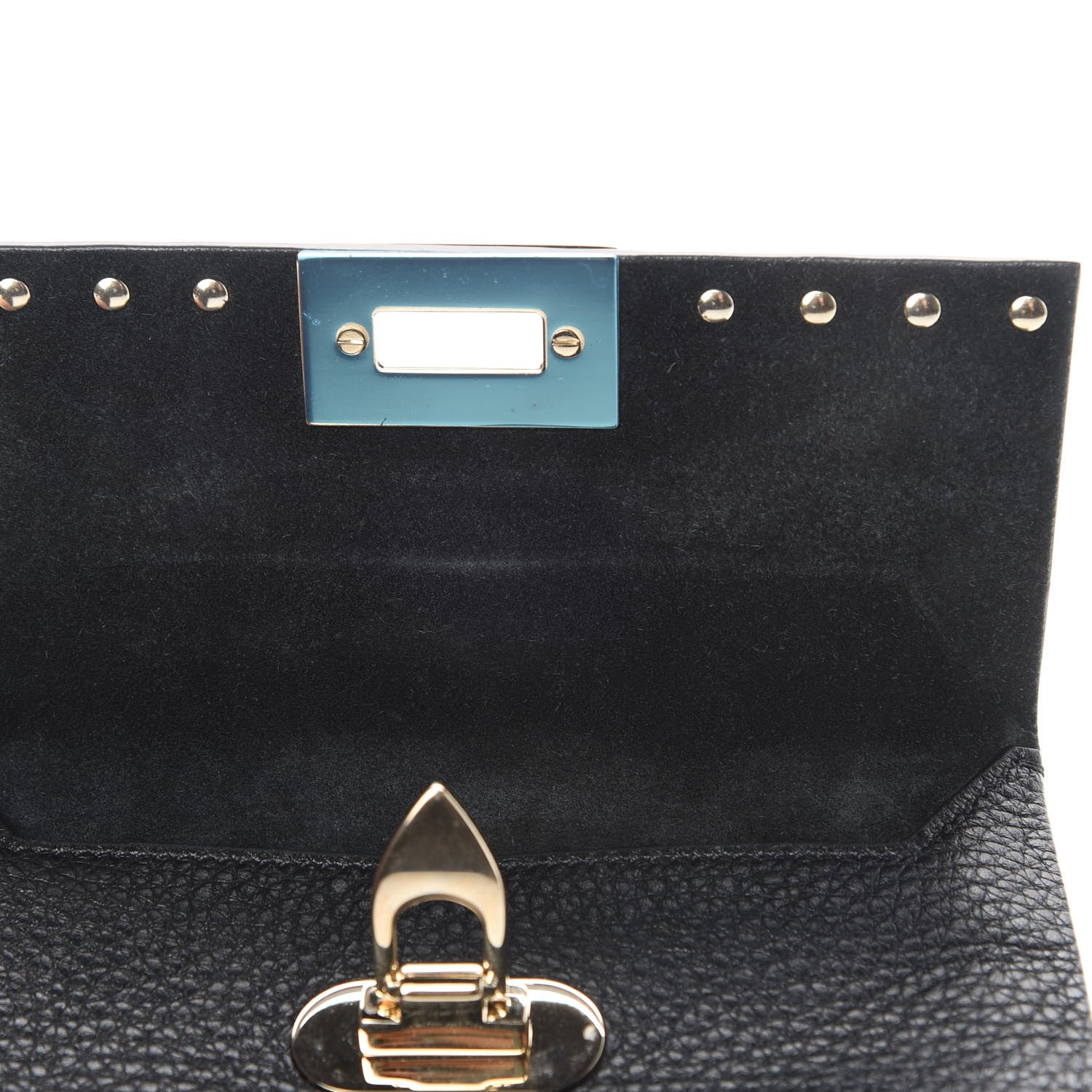 Valentino Garavani Grainy Calfskin Rockstud Double Flap Belt Bag Black 10 of 10