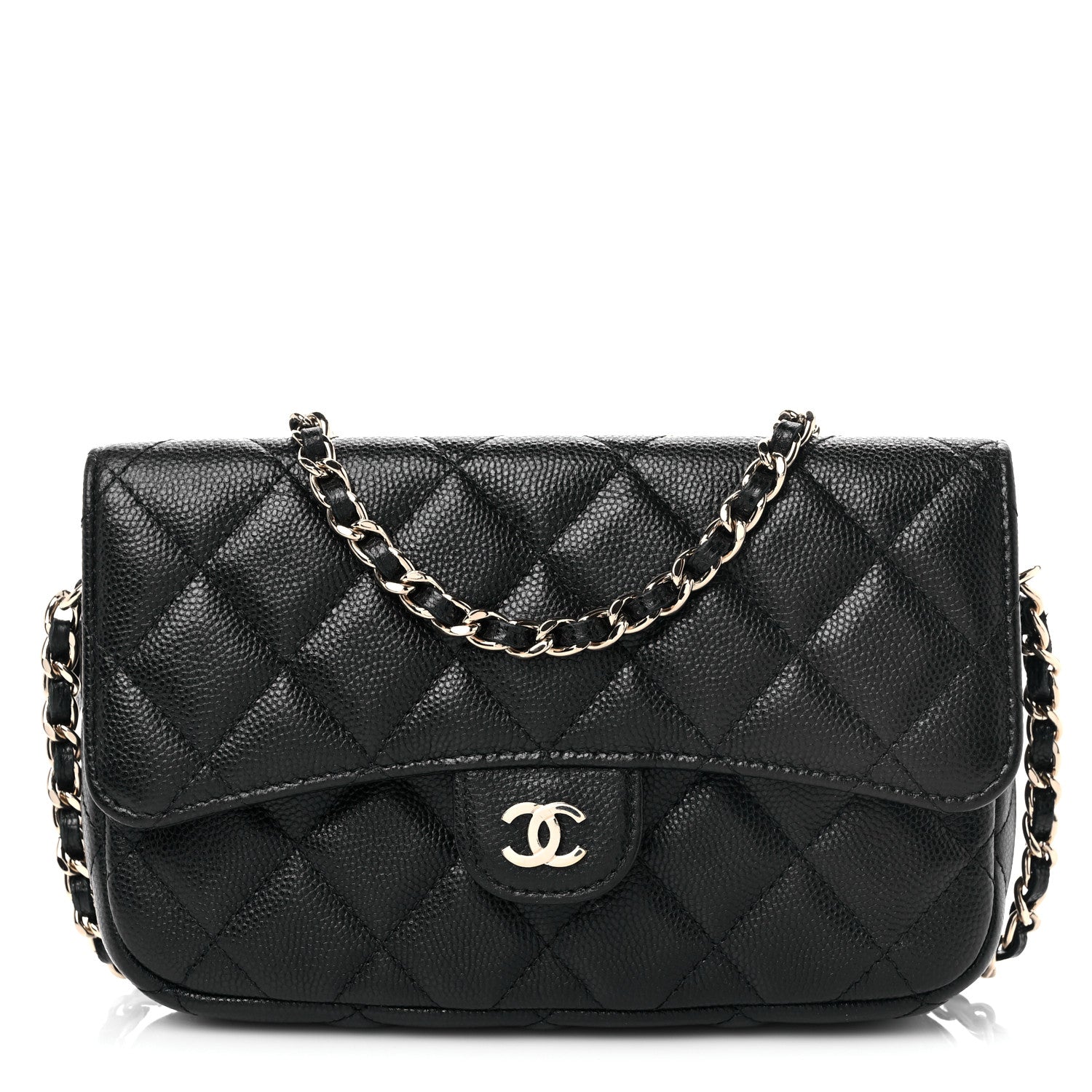 Chanel Caviar Quilted Flap Phone Holder With Chain Black 1 of 12