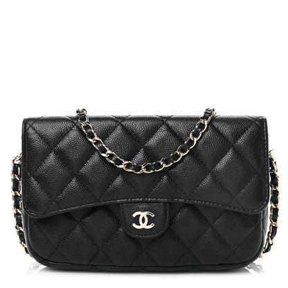 Chanel Caviar Quilted Flap Phone Holder With Chain Black 1 of 12