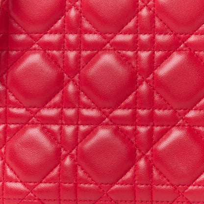 Christian Dior Lambskin Cannage Medium Lady Dior Red 9 of 11
