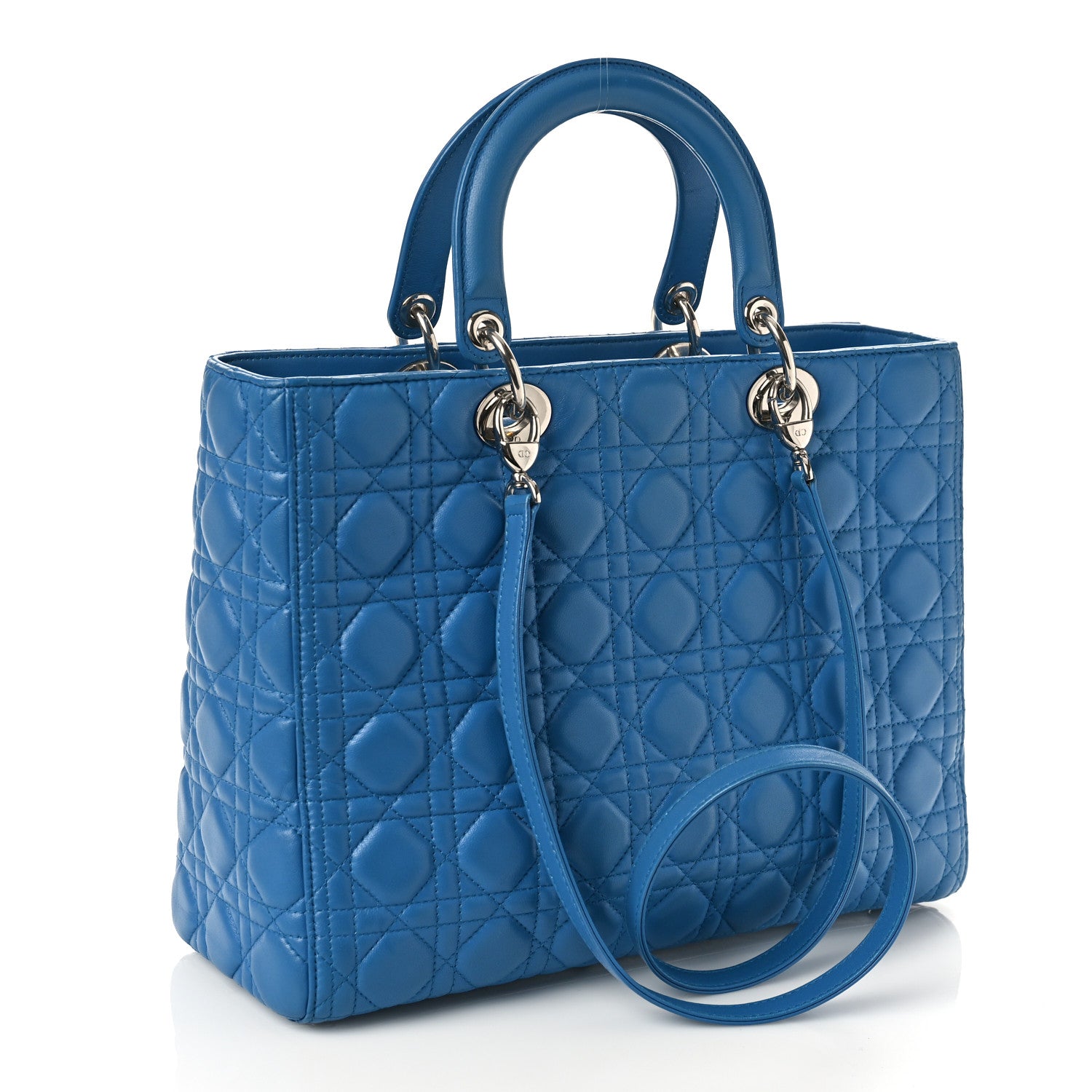 Christian Dior Lambskin Cannage Large Lady Dior Blue 3 of 9