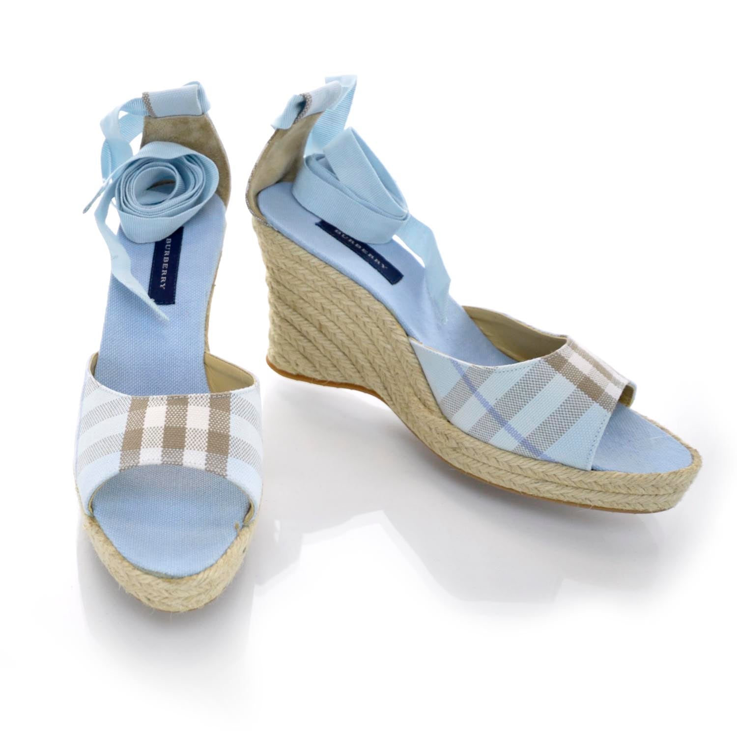 Burberry Nova Check Espadrille Wedges Sandals 38 4 of 7