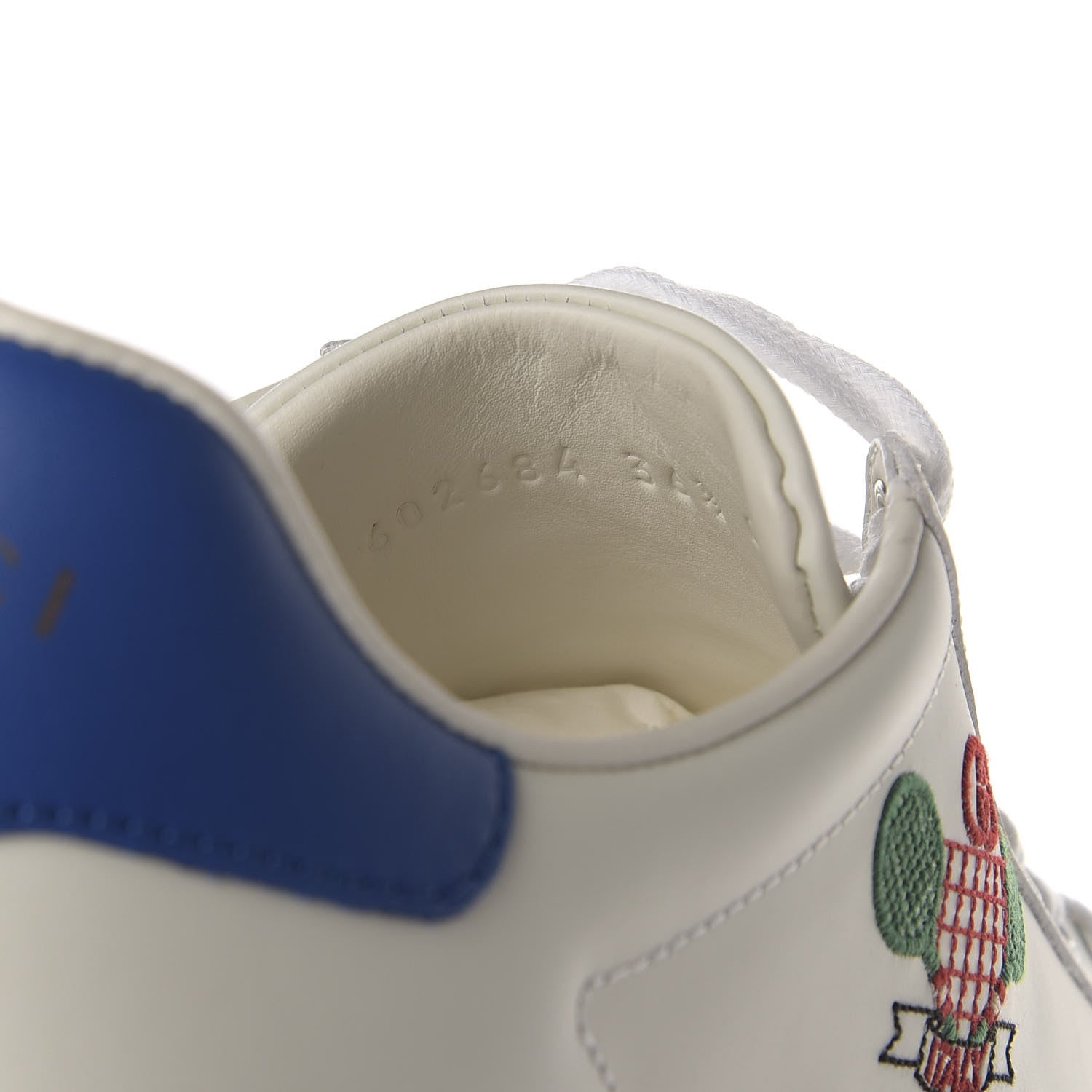 Gucci Calfskin Miro Soft Tennis Embroidered Womens Ace Sneakers 36.5 White Rio Blue 9 of 10