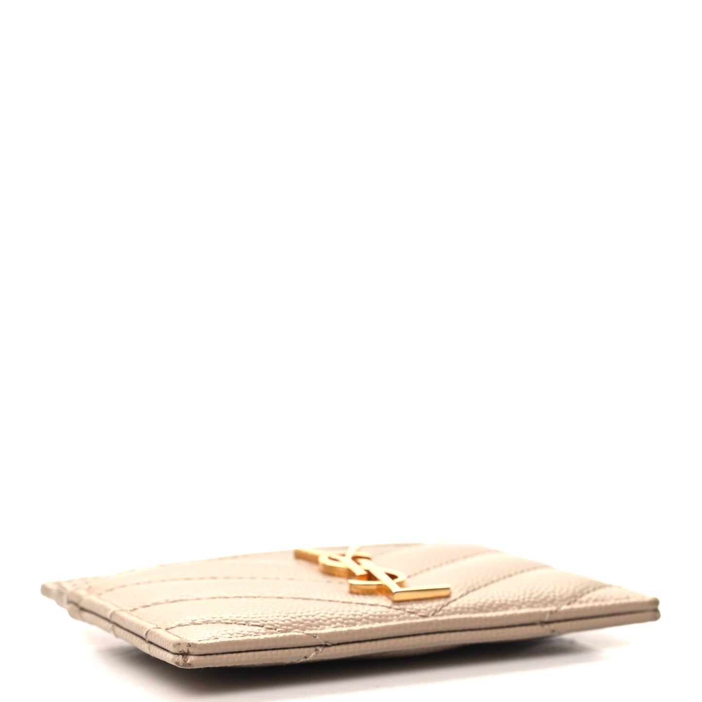 Grain De Poudre Matelasse Chevron Monogram Credit Card Case Sea Salt