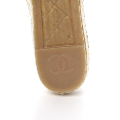 Chanel Woven Fabric Grosgrain CC Espadrilles 38 Beige Black 8 of 10