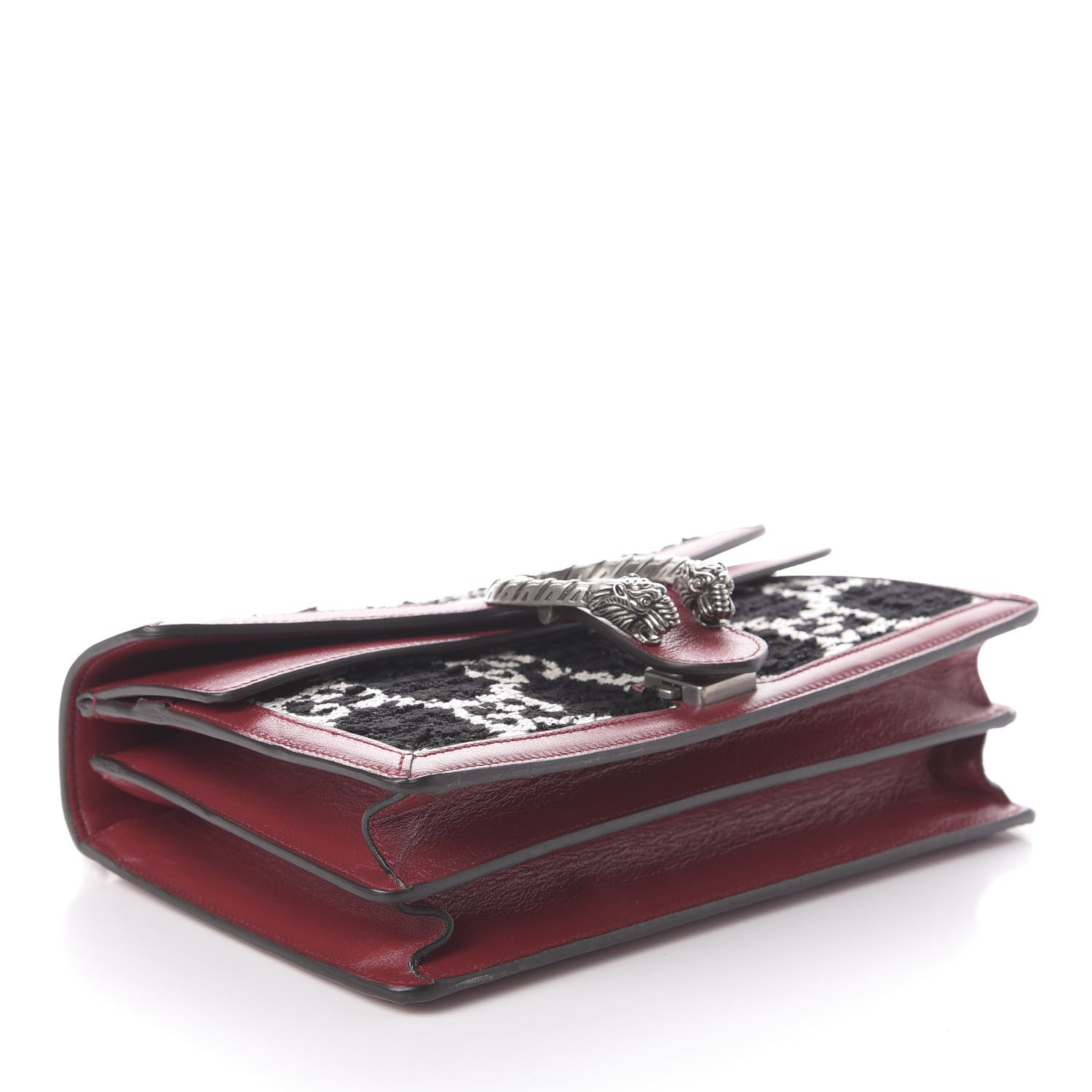 Gucci Tweed GG Monogram Small Dionysus Shoulder Bag Black White Romantic Cherry 4 of 9