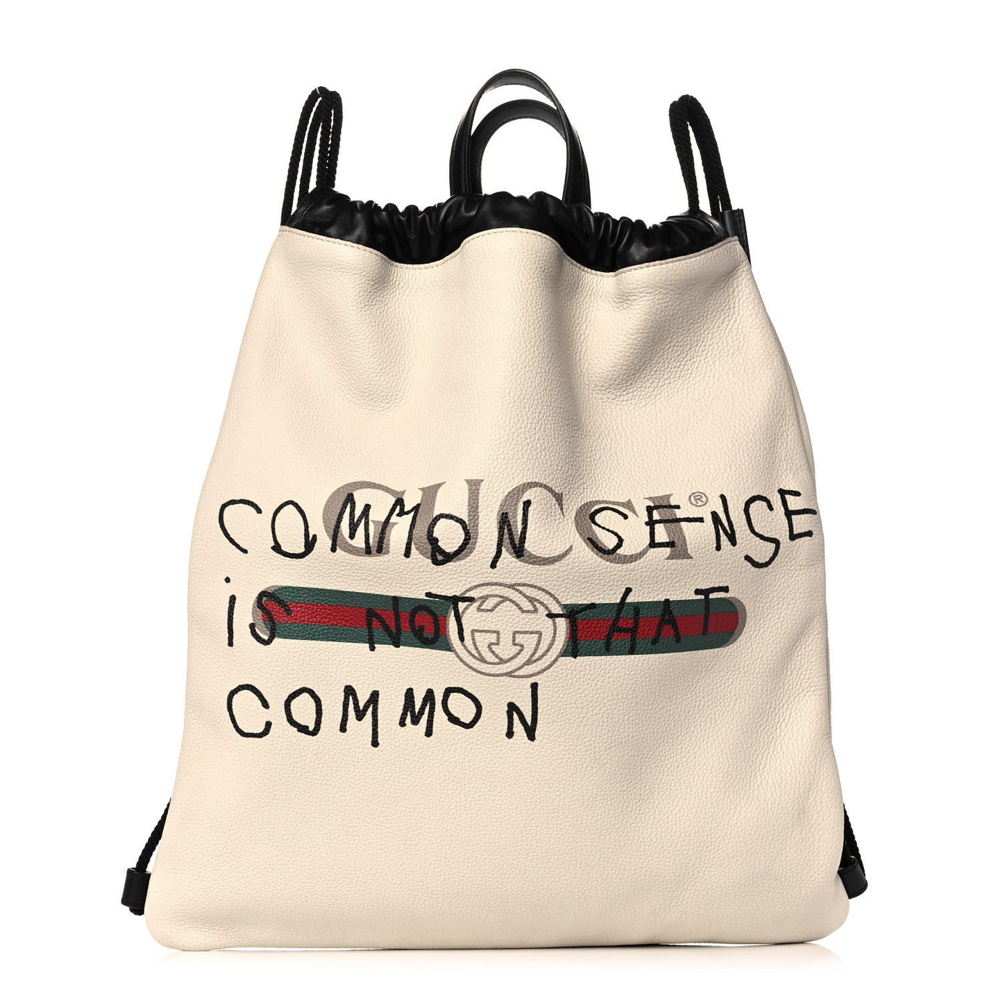 Calfskin Coco Capitan Logo Drawstring Backpack Mystic White