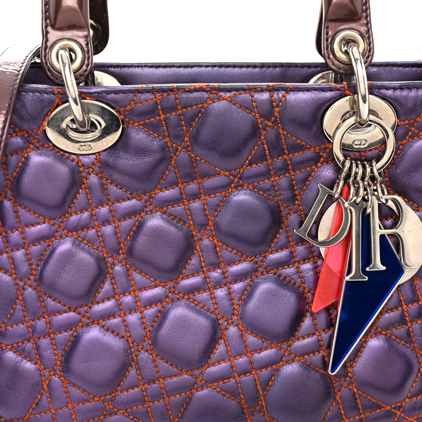 Metallic Lambskin Cannage Medium Anselm Reyle Lady Dior Purple Orange