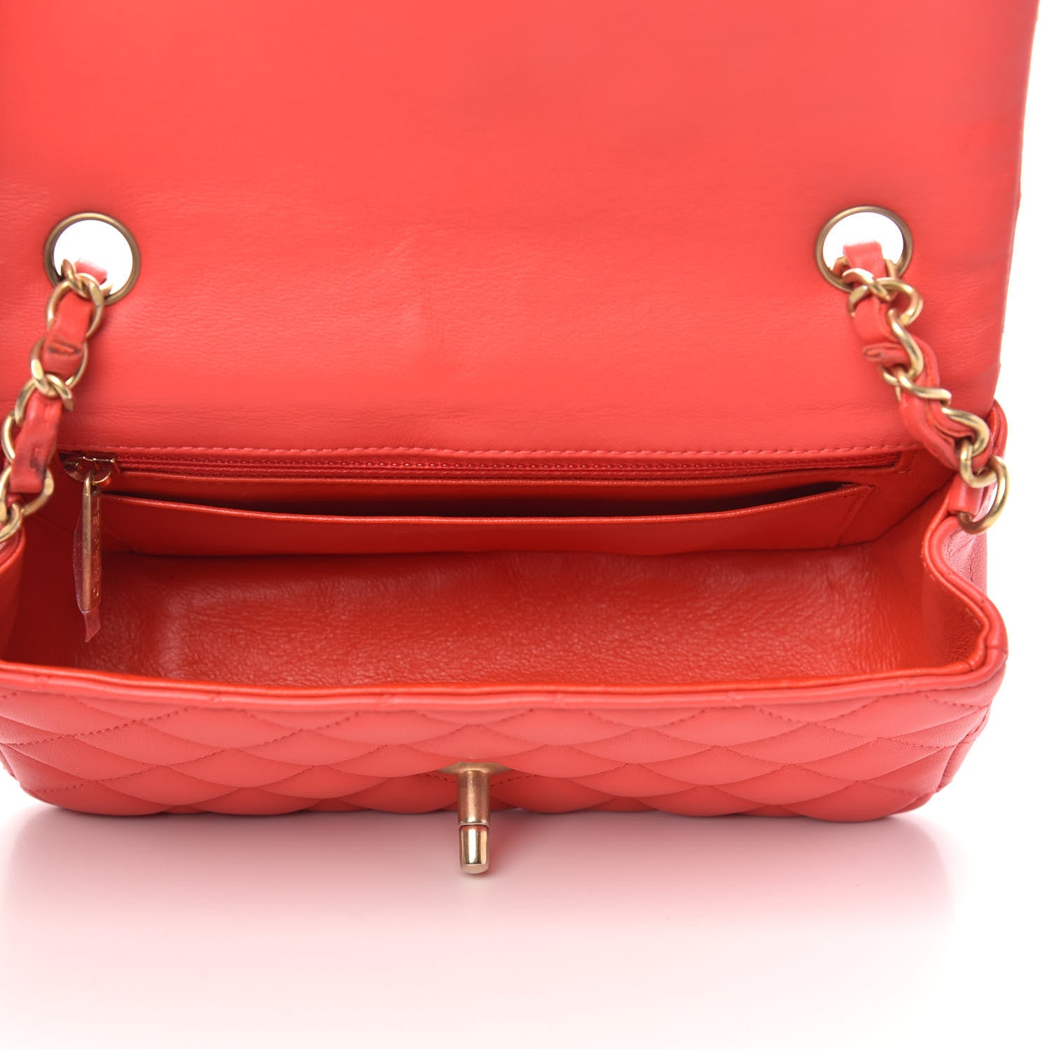 Chanel Lambskin Quilted Mini Rectangular Flap Coral 5 of 13