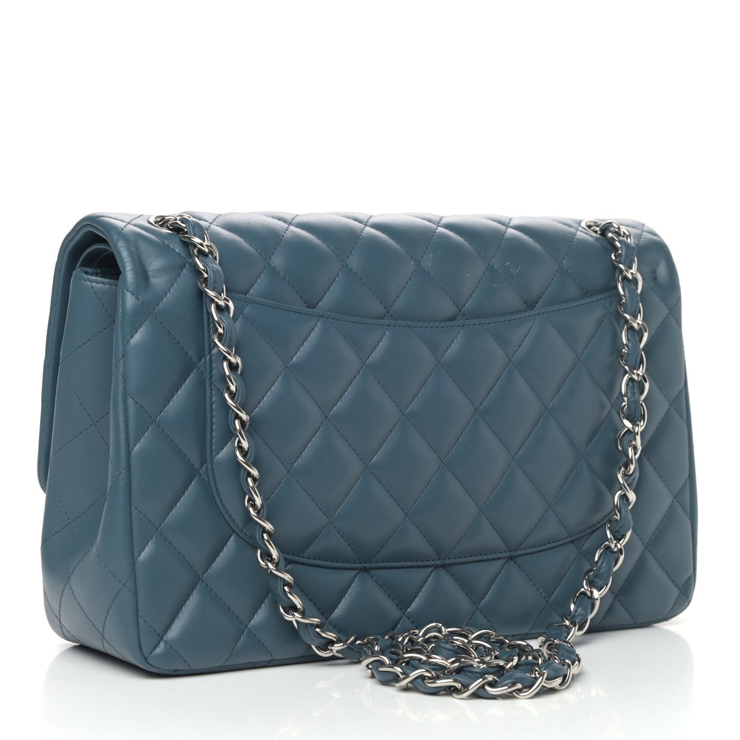 Lambskin Quilted Jumbo Double Flap Turquoise
