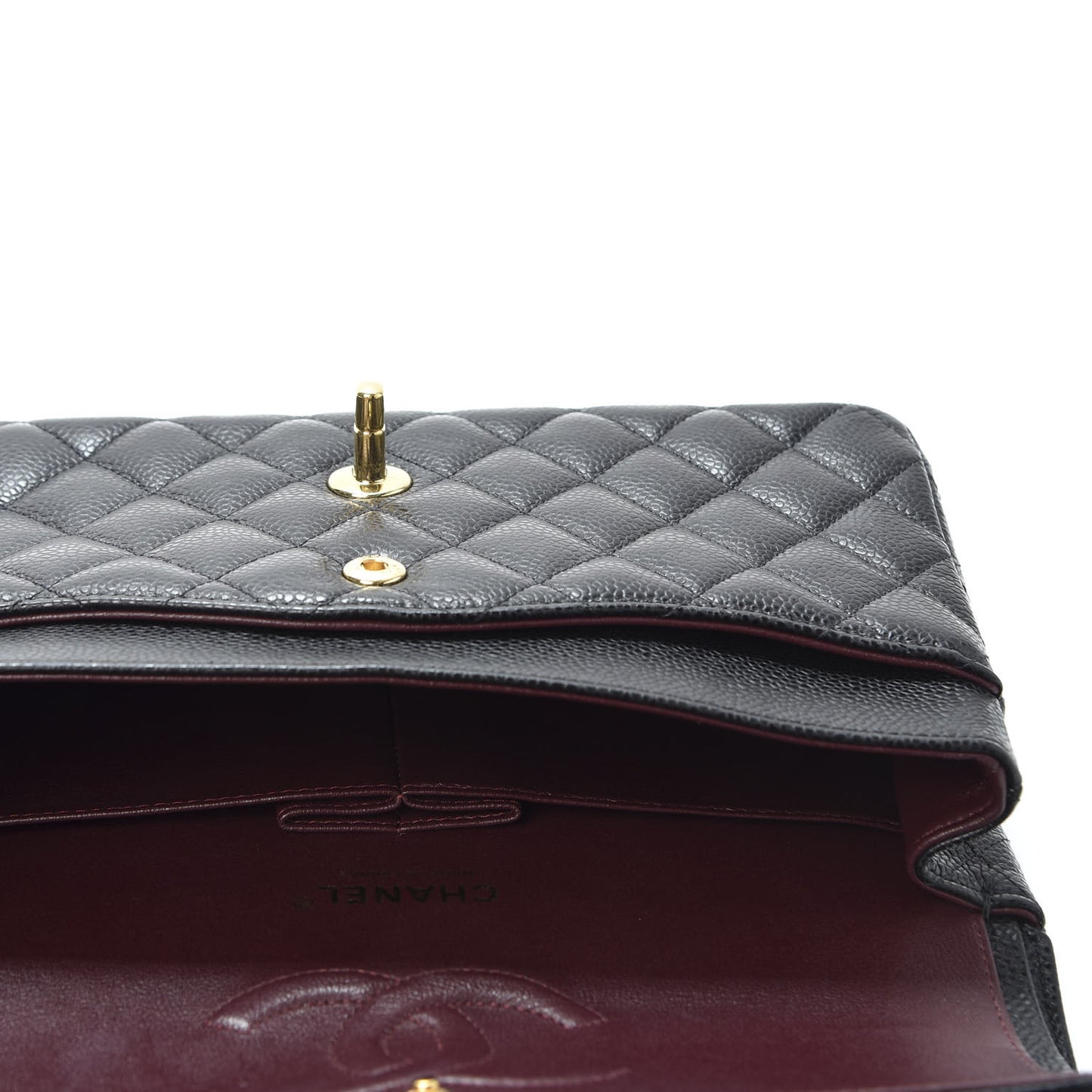 Caviar Quilted Medium Double Flap Black