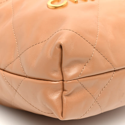 Chanel Shiny Calfskin Quilted Mini Chanel 22 Dark Beige 9 of 10