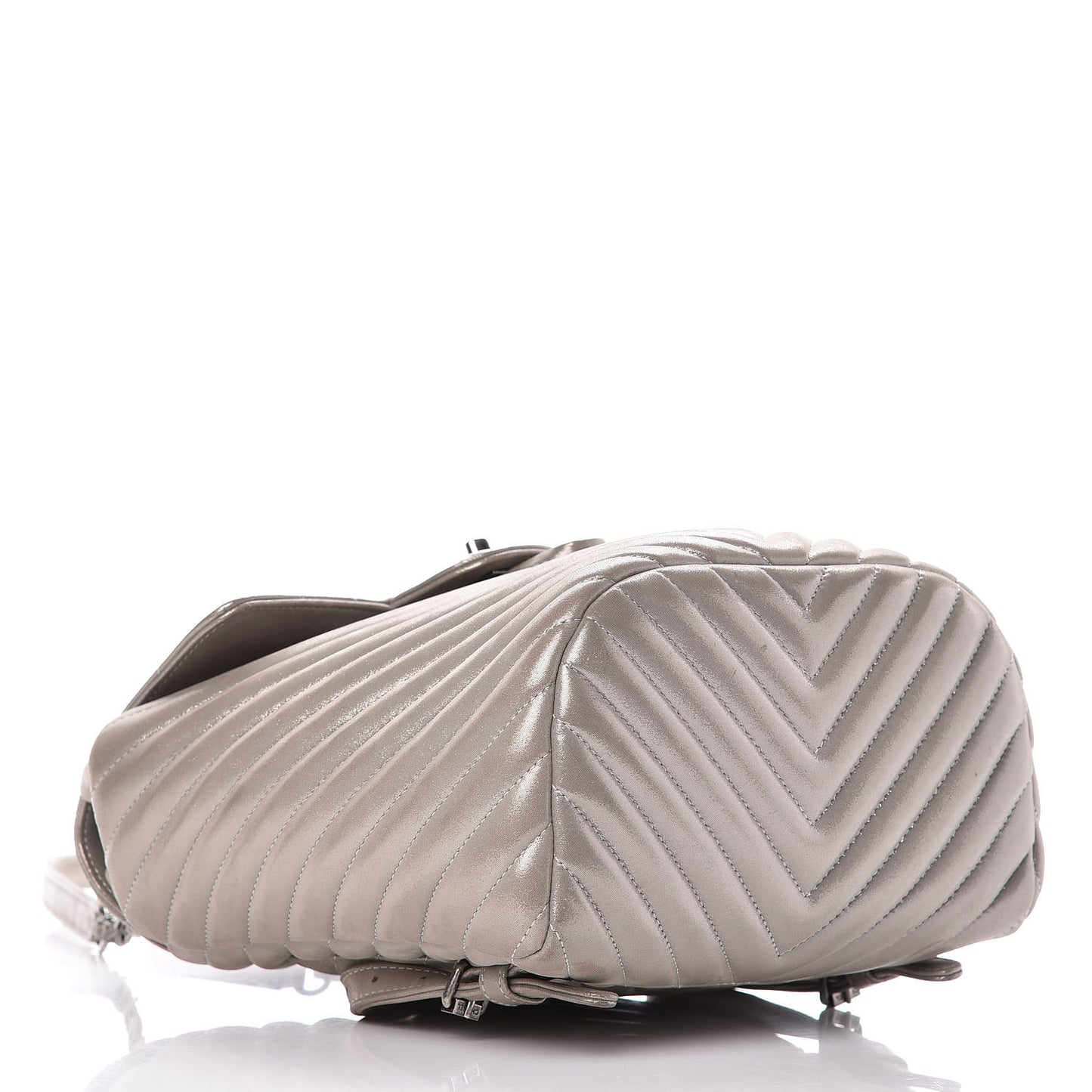 Metallic Calfskin Chevron Quilted Small Urban Spirit Backpack Silver
