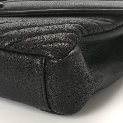 Saint Laurent Sheepskin Matelasse Chevron Monogram Medium College Bag Black 8 of 11