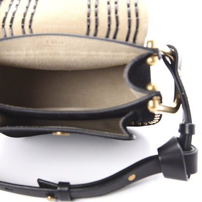 Chloe Suede Calfskin Braided Mini Hudson Shoulder Bag Black 5 of 9