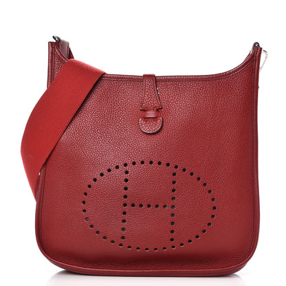 Hermes Taurillon Clemence Evelyne II PM Rouge Casaque 1 of 11