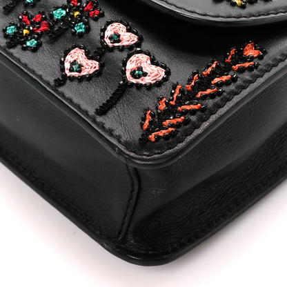Valentino Garavani Calfskin Embroidered Beaded Rockstud Small Demilune Shoulder Bag Black Multicolor 13 of 14