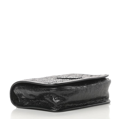 Saint Laurent Metallic Cracked Calfskin Monogram Niki Chain Wallet Black 4 of 11