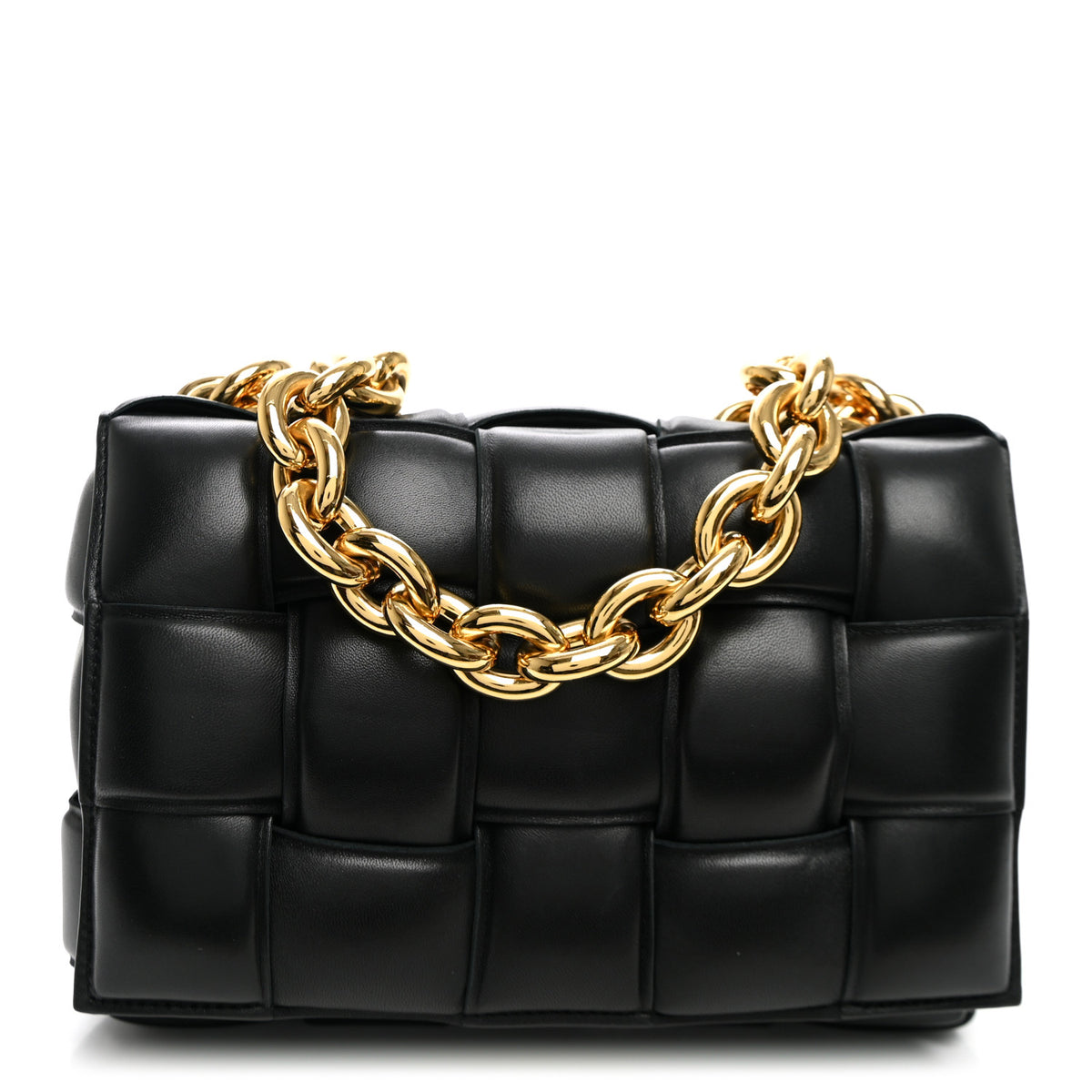 Bottega Veneta Lambskin Maxi Intreccio Padded Chain Cassette Crossbody Bag Black 1 of 10